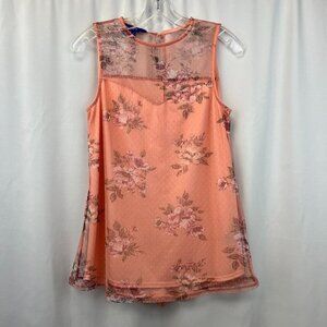 Apt. 9 Womens Multicolor Floral Sleeveless Round Neck Blouse Top Size Small
